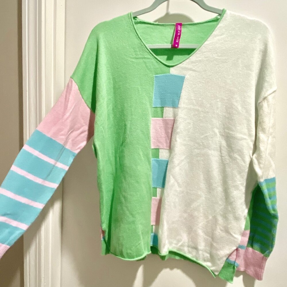 (4) Anthropologie Zaket & Plover Colorful Preppy Cotton Cashmere Comfy Sweater M